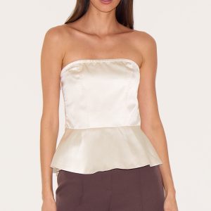 Pearl Satin Peplum Corset