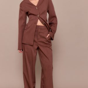 Chestnut Premium Tailored Straight Leg Trousers