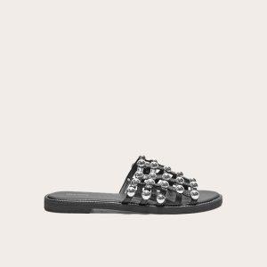 Alisa Black Large Studded Sliders