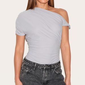 Tall Grey Soft Touch Twist Detail Bodysuit