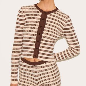 Tall Chocolate Stripe Knitted Shorts