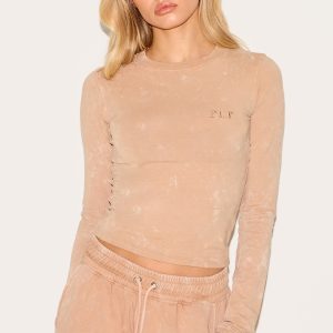PRETTYLITTLETHING Sand Washed Longline Cotton Long Sleeve T-shirt
