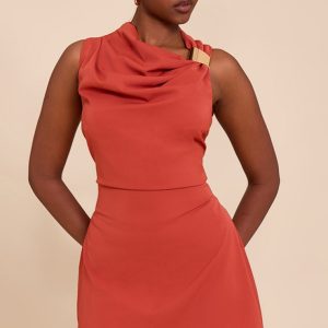 Burnt Orange Trim Shift Mini Dress