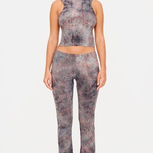 Charcoal Devore Skinny Flare Trousers