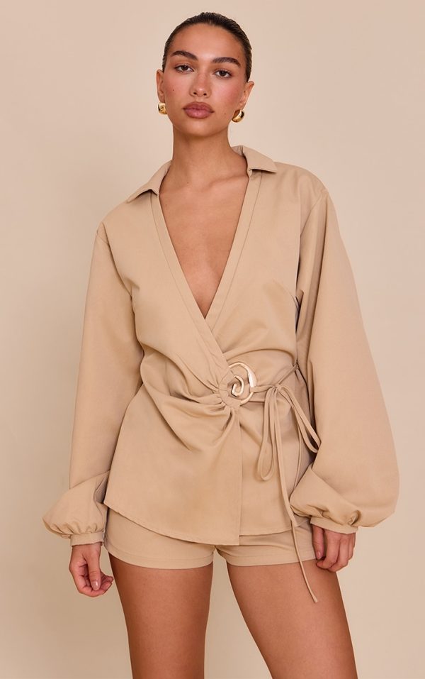 a25b40774927f3939cc302f09575d51f6e9b1f72_CNM8786_1_sand_woven_tie_front_gold_hardware_detail_shirt