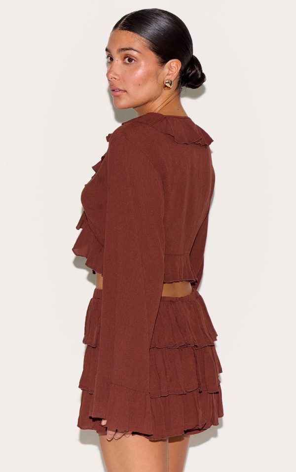 a35f9e4a66d1e7be08f8bea091f8584c52c64b32_CNM3968_2_petite_chocolate_cheesecloth_ruffle_tie_front_long_sleeve_top