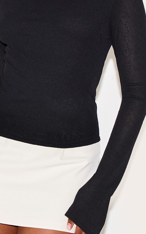 a3932a5b37770b1c42290740a2b7456ed6d83694_CNM8043_4_black_double_layer_burn_out_mesh_asymmetric_flared_sleeve_top