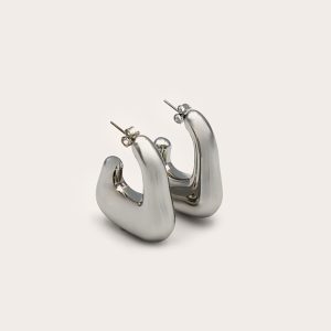 Silver Chunky Square Hoop Earring
