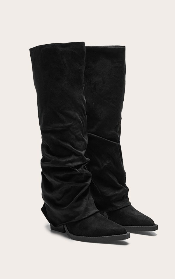 a4345cd20f189e71c1a9245b760fdb1ae1c96117_CNL6666_2_black_faux_suede_point_toe_fold_over_block_heel_knee_high_boots
