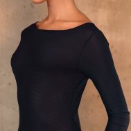 a49911bc90a266afc4bcaf6df29415e071f5c22f_CNM5247_4_plt_label_navy_double_layer_mesh_ruched_sleeve_detail_maxi_dress