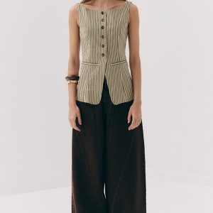 Chocolate Brown Seam Detail Wide Leg Jean