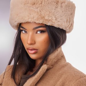Beige Soft Faux Fur Beanie