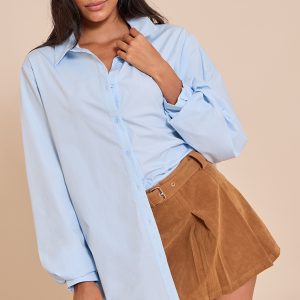 Camel Faux Suede Pleated Mini Skirt