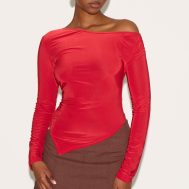 a53c153a0a040e2b714bb6ad55e26cd74111de83_CNM7730_1_red_soft_touch_asymmetric_ruched_long_sleeve_top
