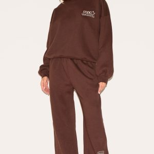 Chocolate Studio Archives Embroidered Thin Waistband Drop Crotch Joggers