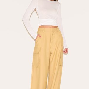 Butterscotch Woven Pocket Detail Straight Leg Trousers