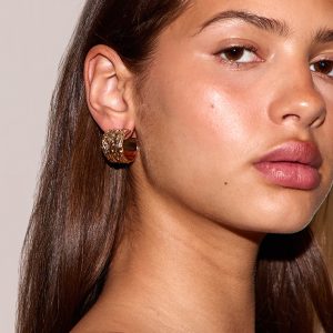 Gold Textured Swirl Small Hoop Earrings