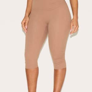Shape Taupe Active Ruched Side High Waisted Capri Pants