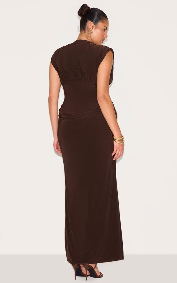 a6ba98ca84f847b6945c8f287bd7ea50757c5ba3_CNN0726_2_plus_chocolate_double_layer_plunge_ruched_shoulder_drape_waist_maxi_dress