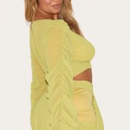 a6d834c93eab180e3253820a36b6df0a3f526f4c_CNM6237_2_shape_lime_chiffon_balloon_sleeve_plunge_front_cinched_waist_blouse