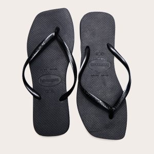 Black Havaianas Slim Square Flip Flops