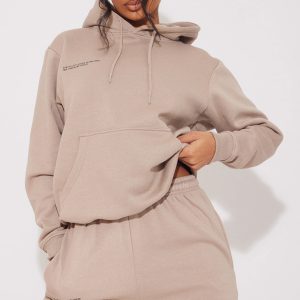 PRETTYLITTLETHING Mocha Established 2012 Oversized Hoodie