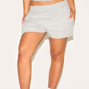 Shape Grey Marl Highwaisted Pin Tuck Sweat Shorts