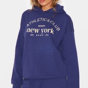 Navy Premium New York Embroidered Hoodie