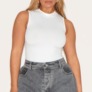 Shape White Sculpted High Neck Bodysuit