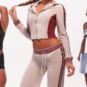 Purple Velvet Fitted Front Zip Track Top