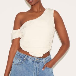 Cream Woven Drape Corset