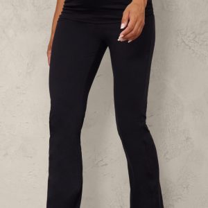 Maternity Black Fold Over Flared Leggings