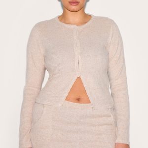 Plus Stone Brushed Rib Button Up Top