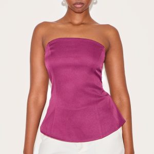 Wine Peplum Bandeau