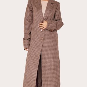 Petite Multi Check Print Oversized Trench Coat