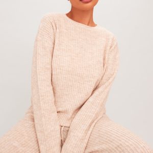 Petite Oatmeal Knit Oversized Jumper