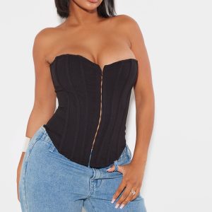 Shape Black Lace Up Back Woven Corset