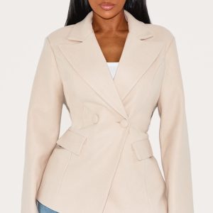 Shape Stone Wool Look Cinched Waist Blazer