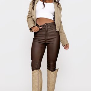 Chocolate Hourglass Coated Skinny Jeans
