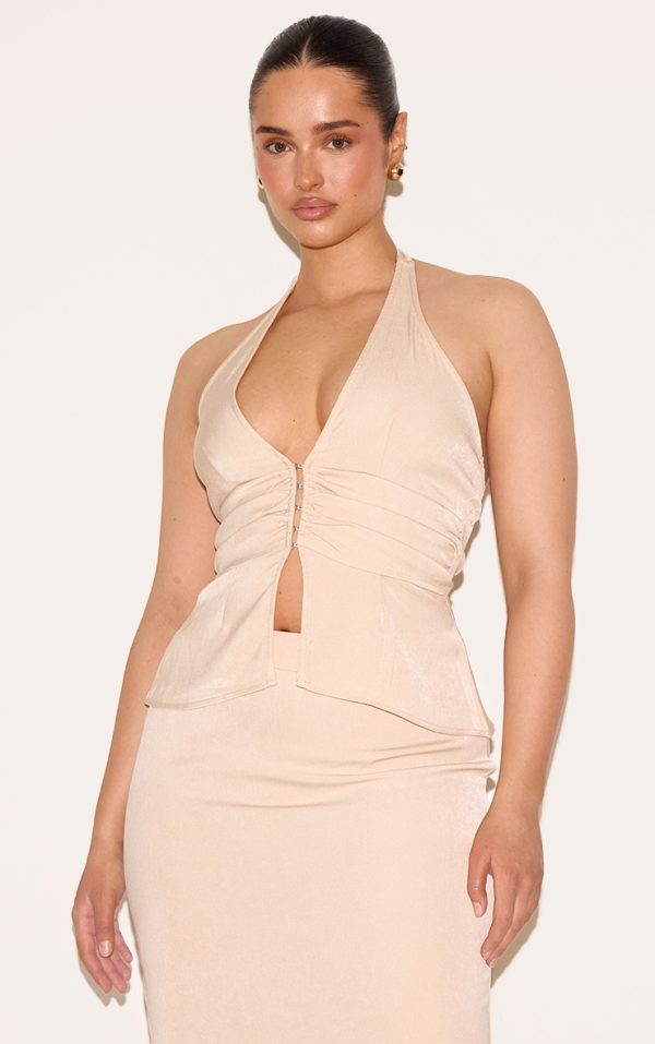 aca80518ab03949fef9c17fdbfb18eb1248b8d10_CNM1376_1_shape_pebble_woven_tailored_halterneck_ruched_but_split_hem_top