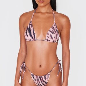 Light Pink Animal Print Micro Triangle Bikini Top