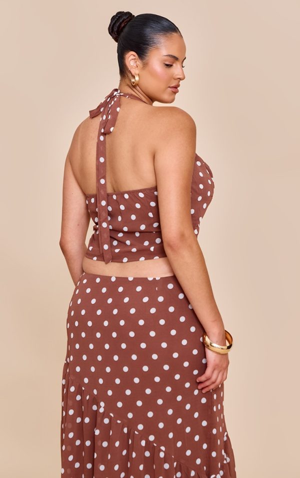 adafa8ac77a5c25b1ae5c34ed318f79c6b5da19c_CNM7201_2_plus_chocolate_polka_dot_halterneck_chiffon_top