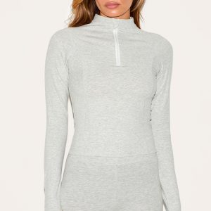 Ash Grey Sculpt Quarter Zip Gym Top