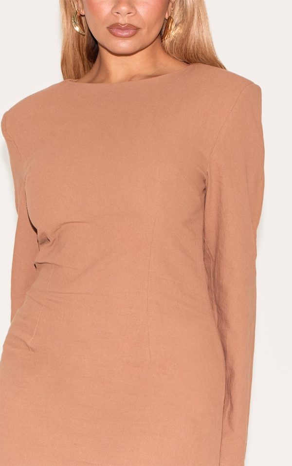 ae54722f4892ac53ac80899327b7771b8aae95ec_CNM6310_4_shape_mocha_linen_boat_neck_shoulder_pad_mini_dress