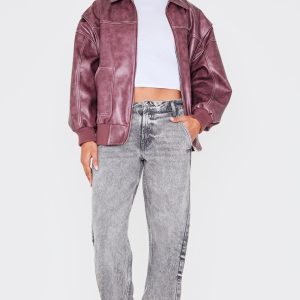 Washed Grey Wide Leg Jeans