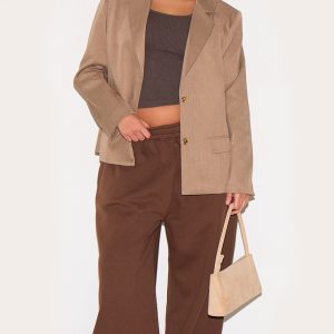 PRETTYLITTLETHING Plus Chocolate Wide Leg Joggers