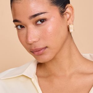 Gold Edged Enamel Hoop Earring