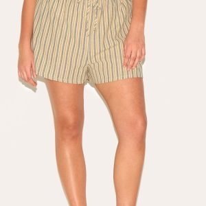 Plus Stone Pinstripe Cotton Floaty Shorts
