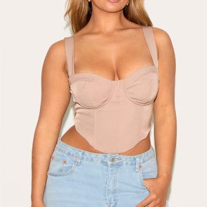 Shape Mocha Woven Corset Crop Top