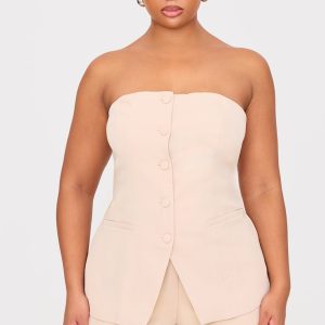 Plus Stone Button Up Bandeau Waistcoat